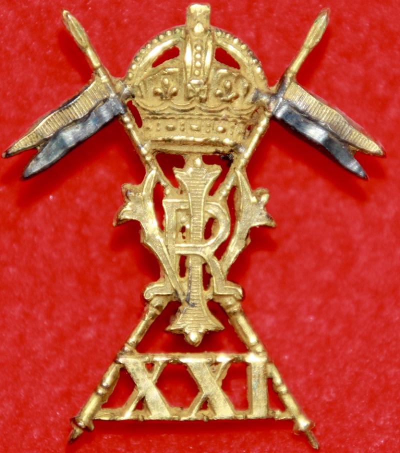 21st Lancers Officer's Collar Badge