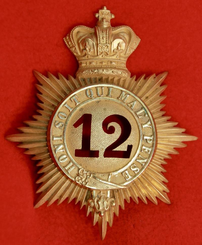12th Foot Officer's Quilted Shako Plate