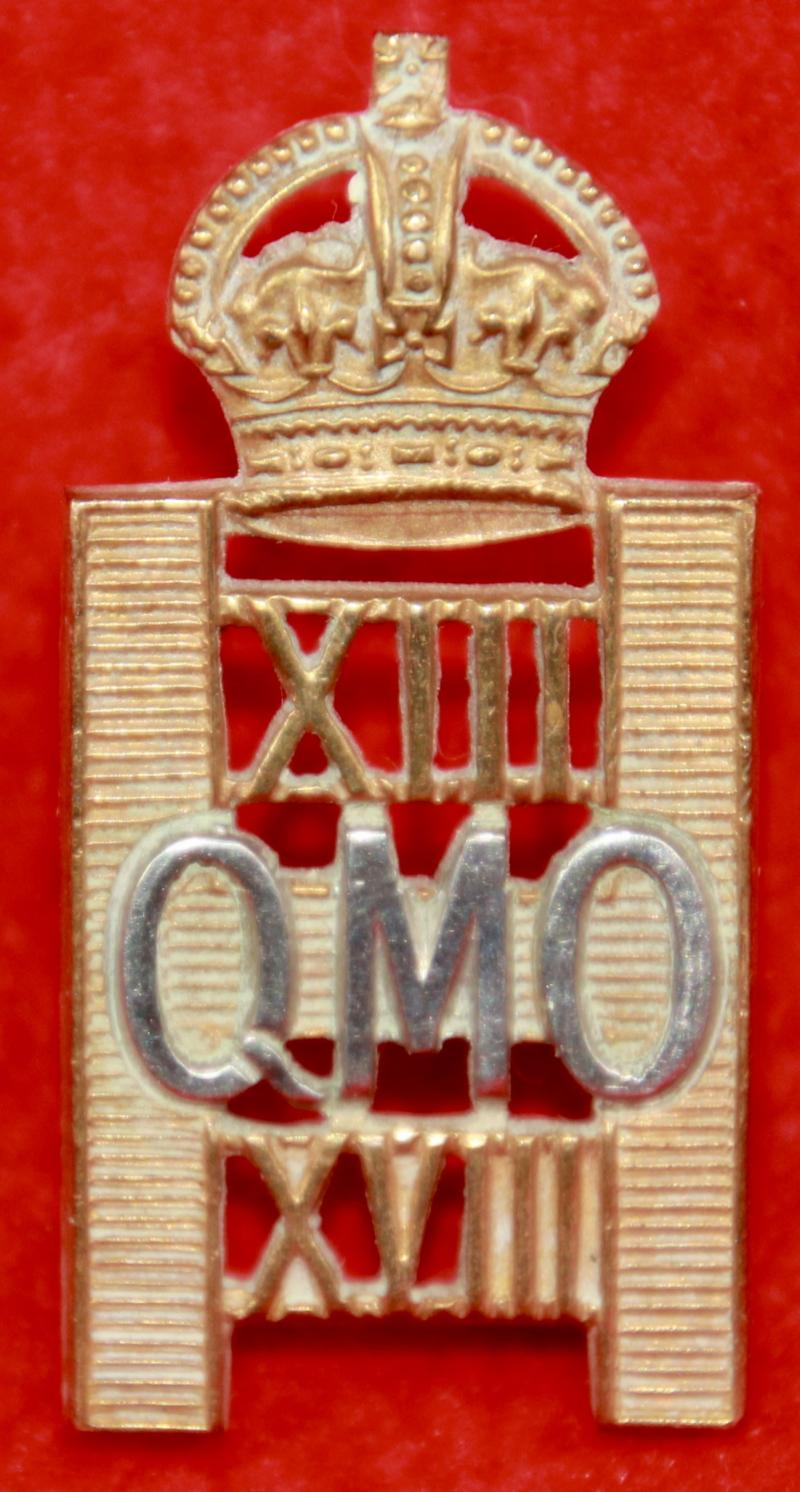 13th/18th (QMO) Hussars Collar Badge
